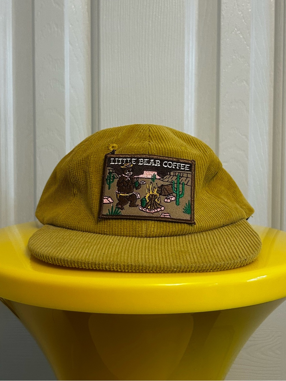 Corduroy Cap with Little Bear Coffee Patch